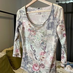 Floral patterned Y2K style top